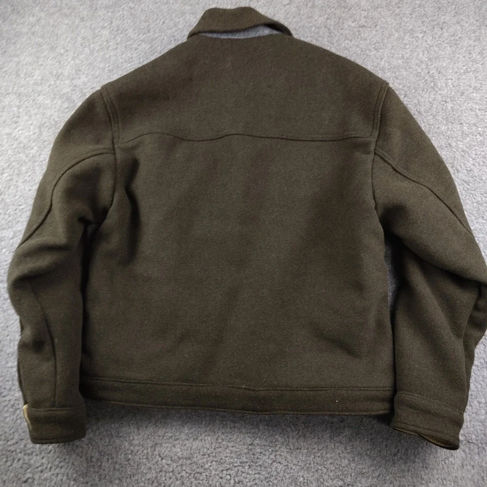 Abercrombie & Fitch Jacket Mens Small Cropped Olive Green Wool Blend Mackinaw